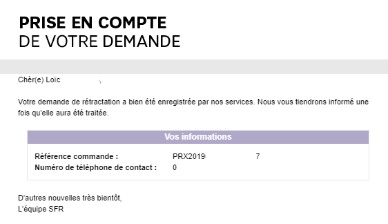 modèle lettre rétractation 14 jours sfr