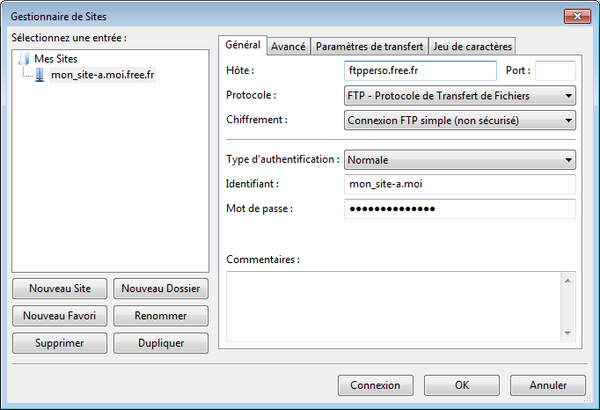 ftp perso de Free chez SFR