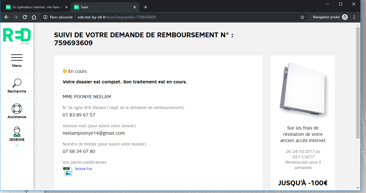 Remboursement Frais De Résiliation Red By Sfr