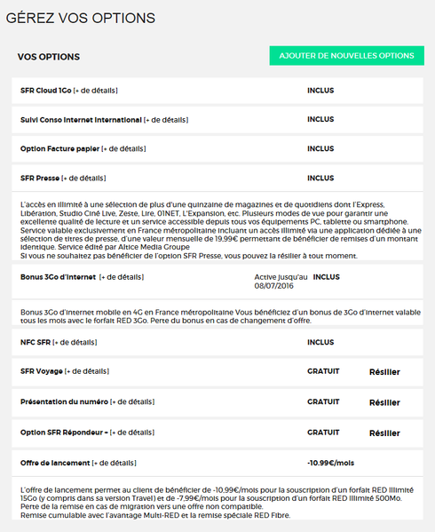 RED Mobile: Mes Options