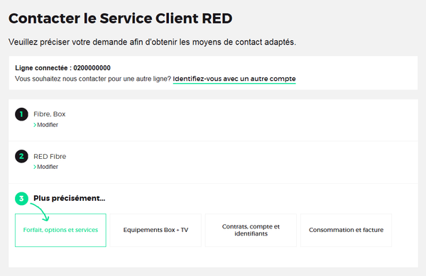 Contacter le Service Client RED: Choisir Forfait, options  et services