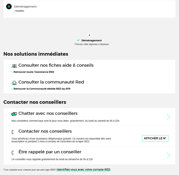 Contacter le Service Client: Choisir l'option qui vous convient pour votre Déménagement.
