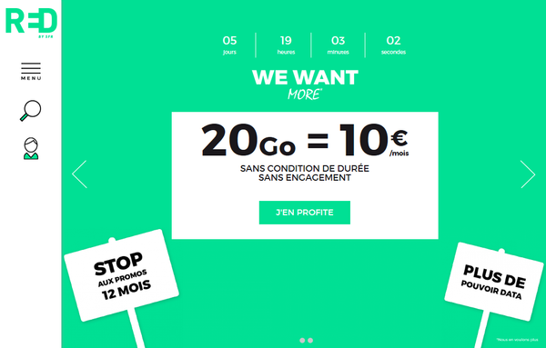 RED by SFR: 20Go pour 10€/mois. Offre de Conquète du 6 Juillet 2016.