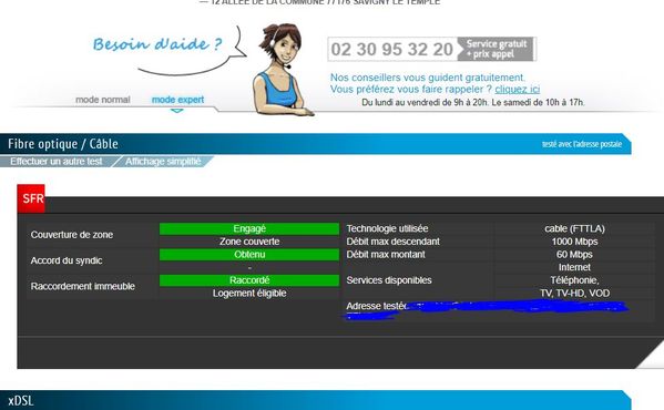 L'éligibilité a mon adresse