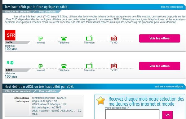 Les deux opérateurs m'affirmant que je suis éligible au très haut débit