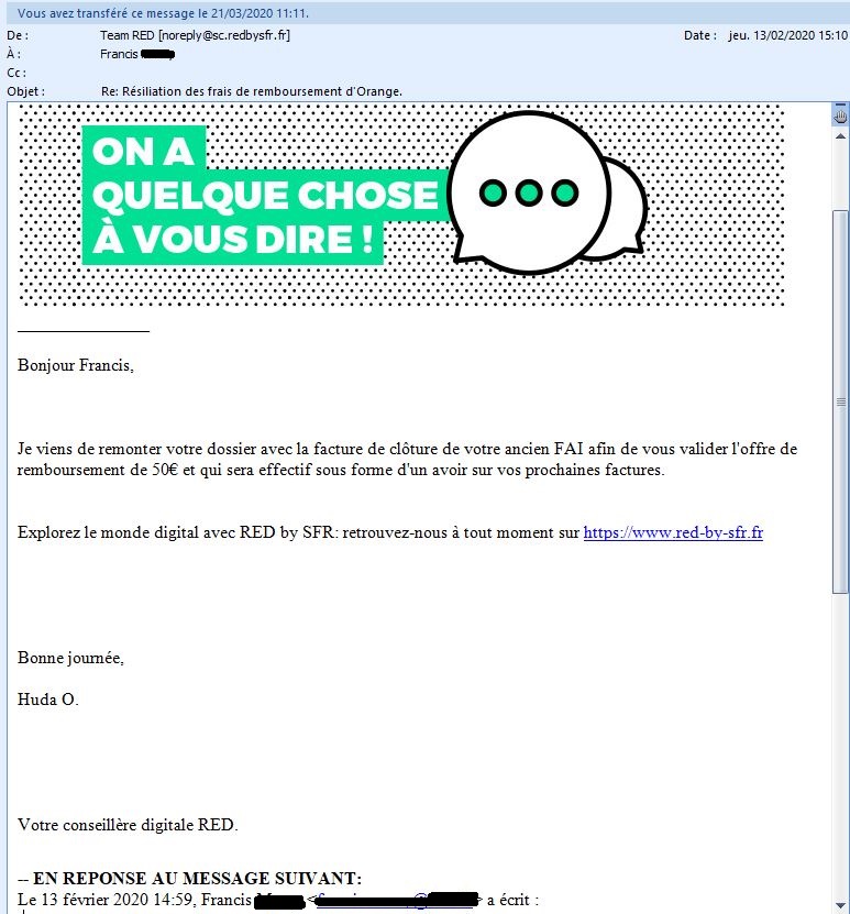 Remboursement Frais De Résiliation Red By Sfr