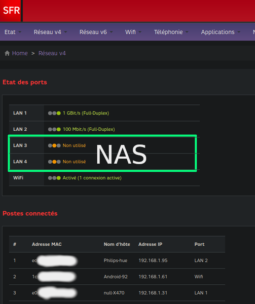 NAS éteint - Wifi accessible