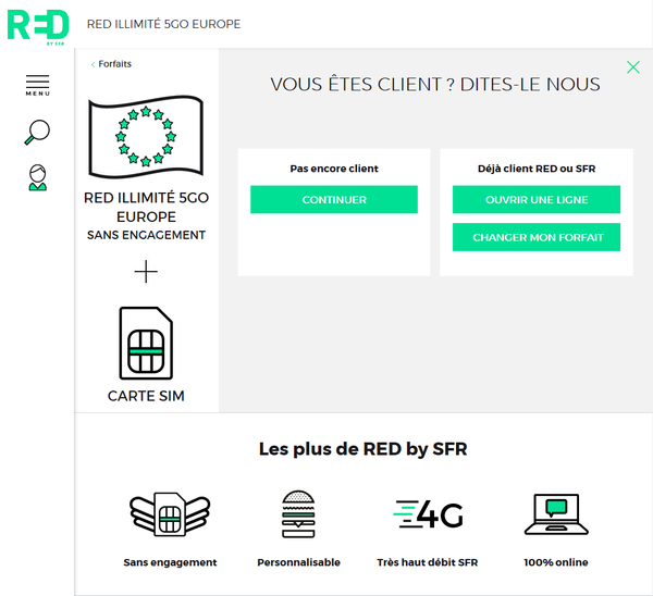 RED Mobile illimite 5Go Europe