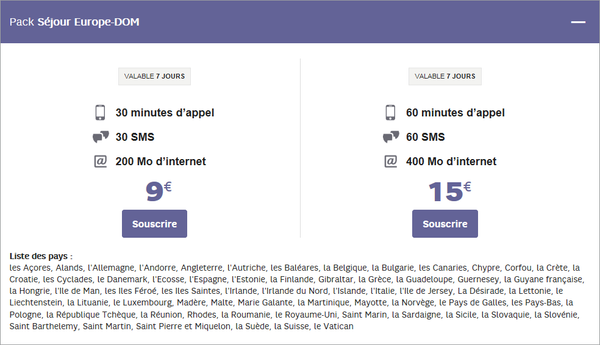 Pack Séjour Europe-DOM