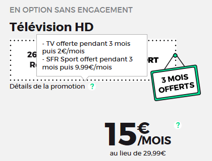 RED: SFR Sport offert pendant 3 mois, puis 9€99/mois
