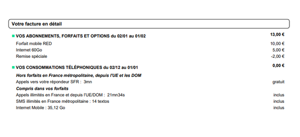 facture de janvier