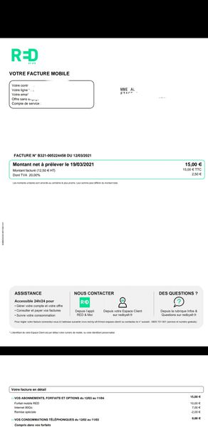 Montant du forfait (vente forcée au passage car refus de diminuer le forfait avant la date de mise à zéro)