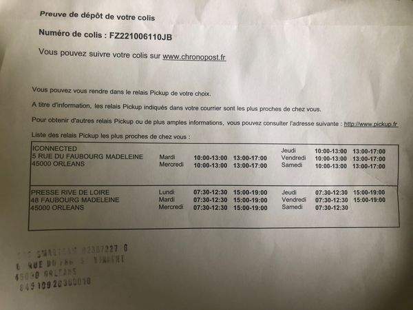 Preuve de dépôt matériels SFR