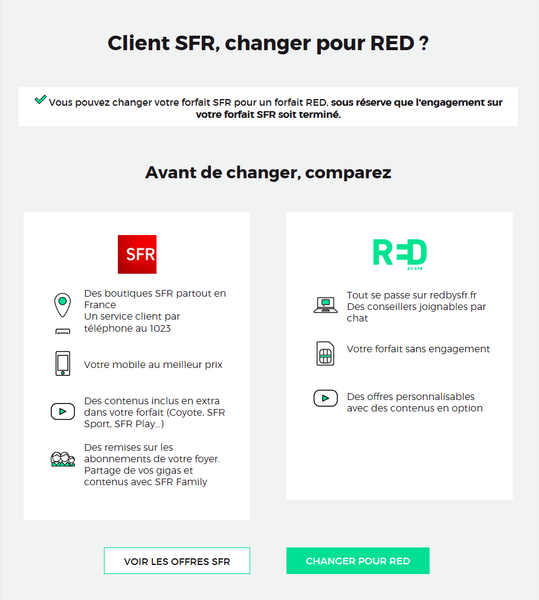 Migration : Comparaison entre SFR et RED