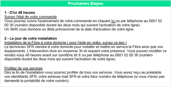 RED Fibre : Confirmation - Prochaine Étapes