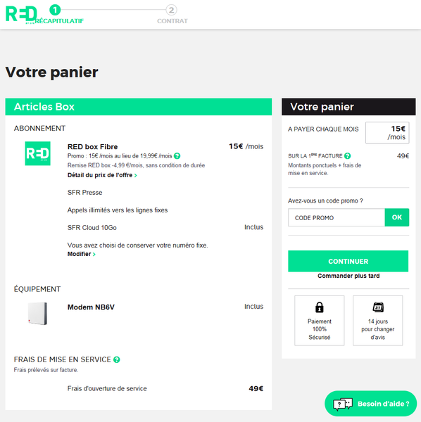 Frais de Mise en Service depuis le 18 juillet 2017
