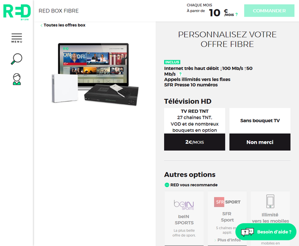 RED Box : Inscription  de l'Option TV