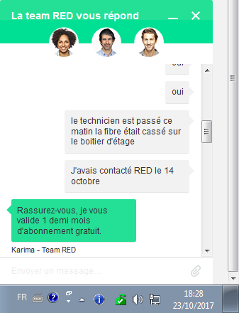 RED Box : Incident Fibre, 1/2 mois d'abonnement gratuit.