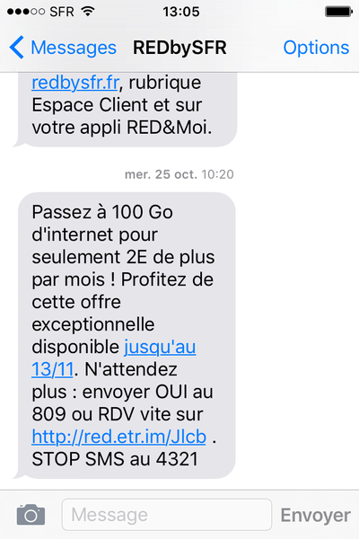 RED  Mobile : Offre Boost 100Go jusqu'au 13/11/2017.