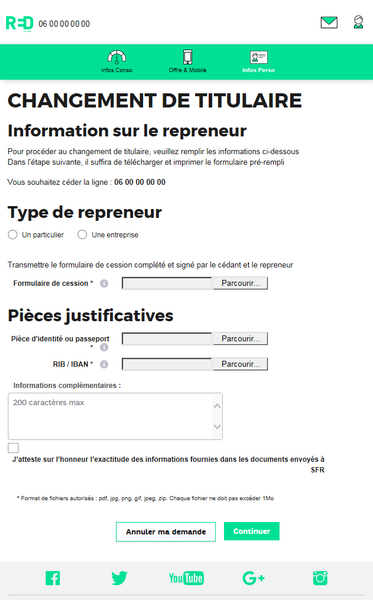 RED Mobile : Changement de Titulaire.