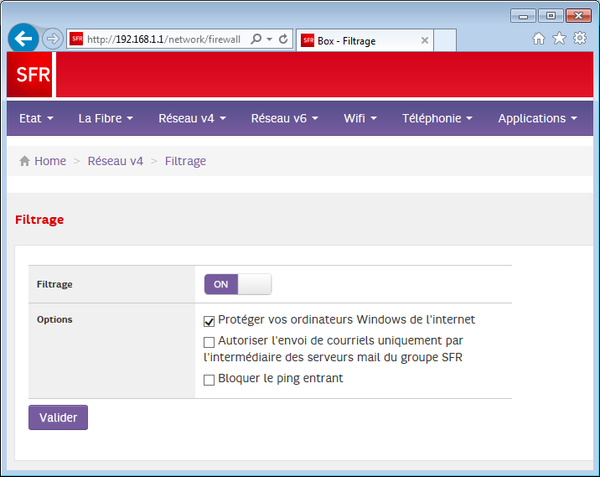 RED BOX : Reseau v4 Filtrage.