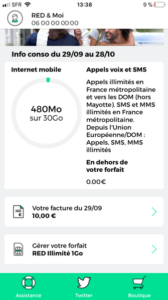RED & Moi : Contrat illimité 1Go avec Boost 30Go.